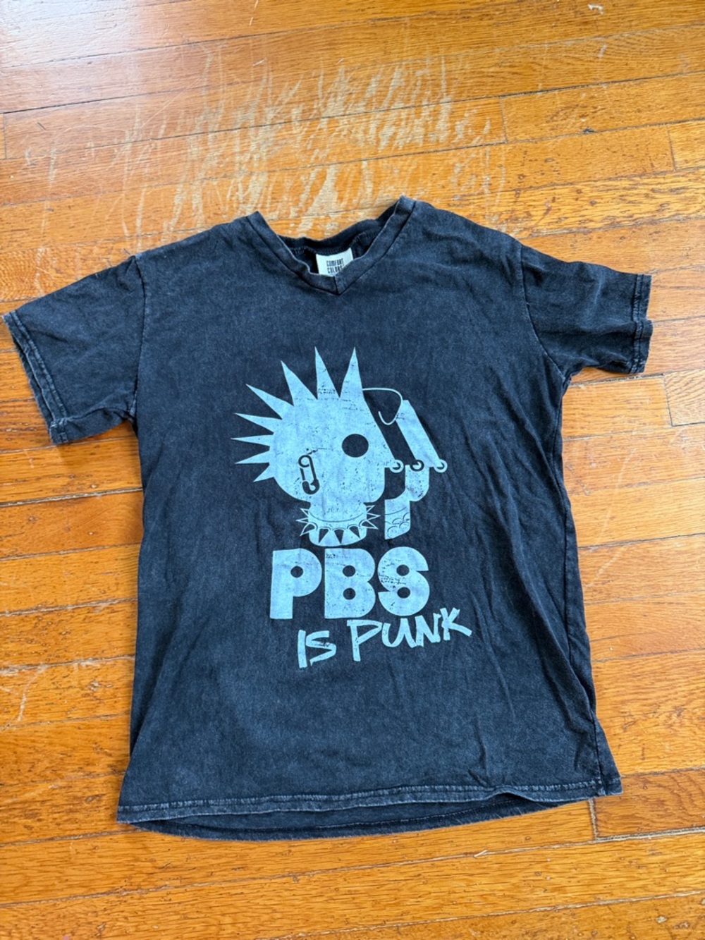 Comfort Colors Washed Black Tee with PBS Is Punk Graphic